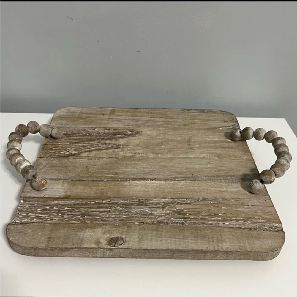 Wood Tray ONLY, With Beaded Handles - Picture 4 of 11